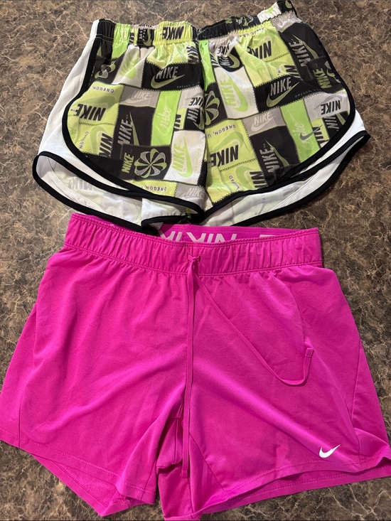 Nike Pants - Nike Women's Pink Athletic Shorts with Graphic Lime & Black Pair